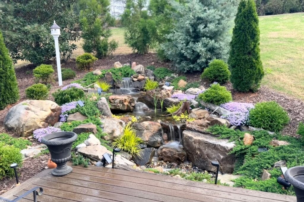 Natural Waterfall 3 years after installation during Spring