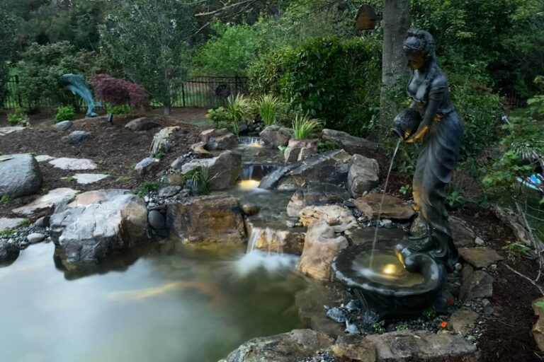 Garden with water in Marvin, NC