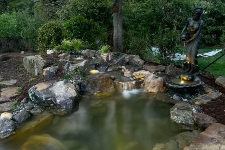 Water Garden At Dusk