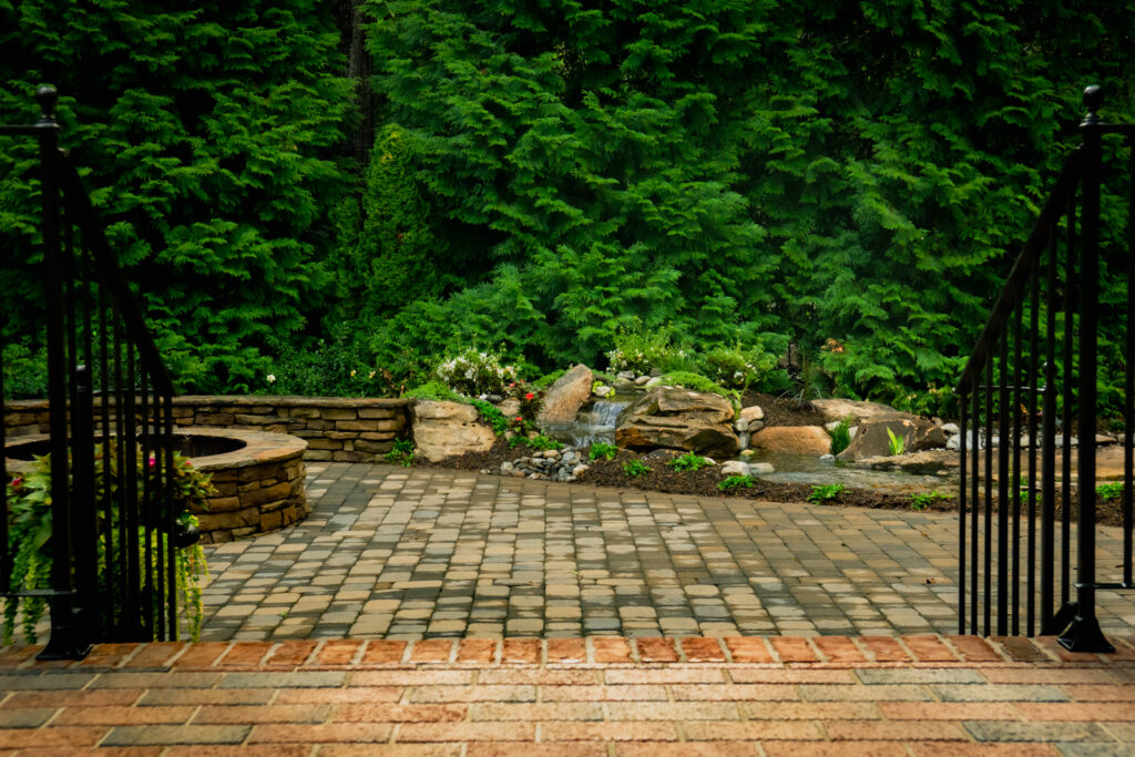 Patio and Waterfall