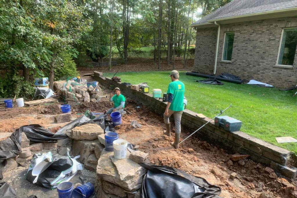 Braeden Branch and Vicente doing Pond Construction In Weddington, NC