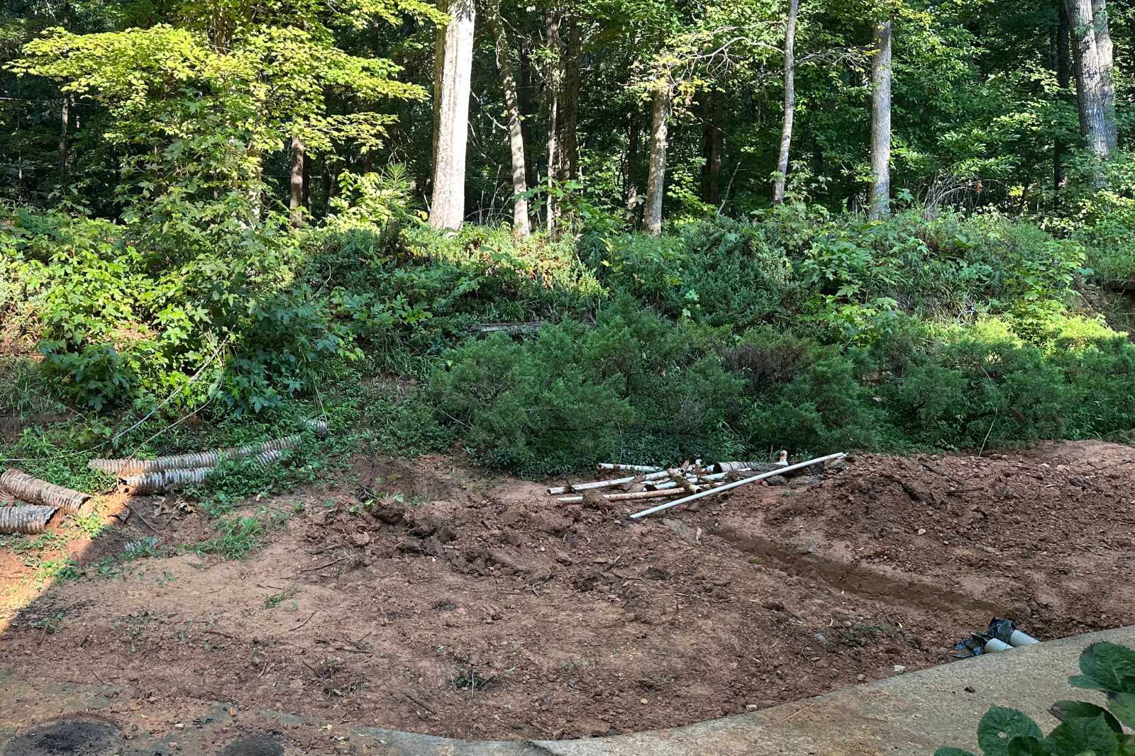 Before photo of backyard in weddington, NC