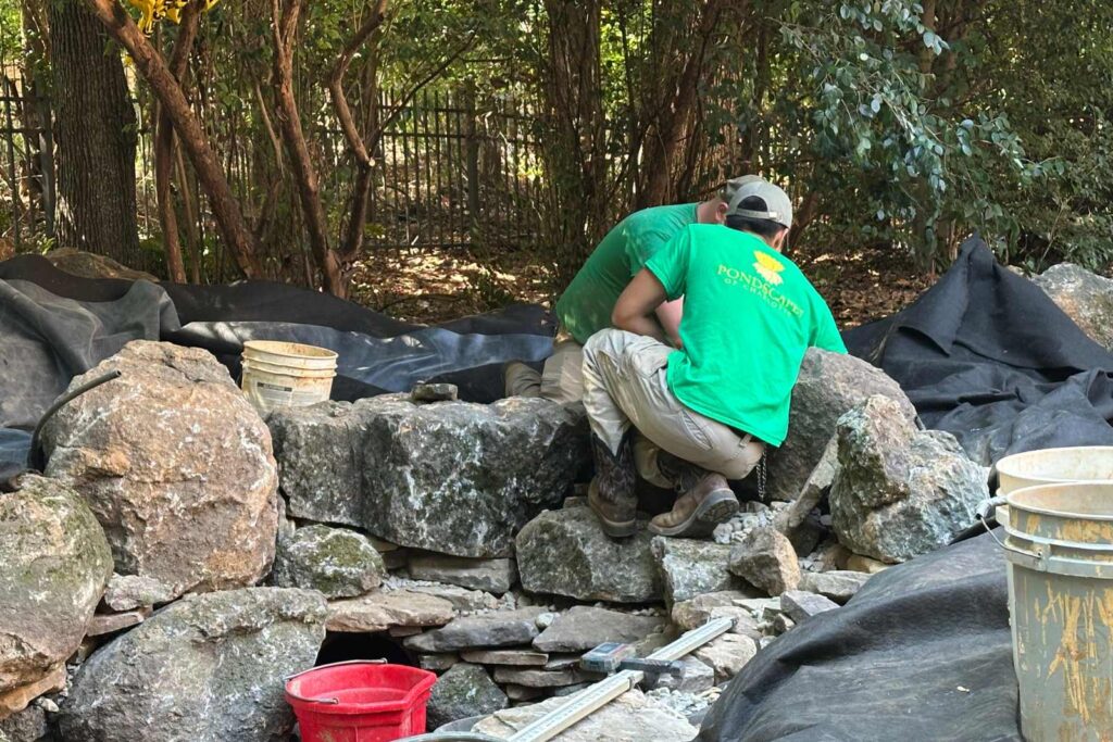 Building a waterfall for this backyard pond
