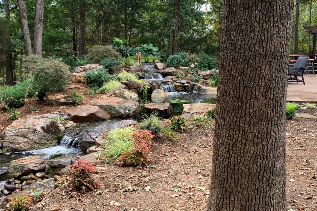 Waterfalls and Pond in Matthews, NC built by Pondscapes of Charlotte