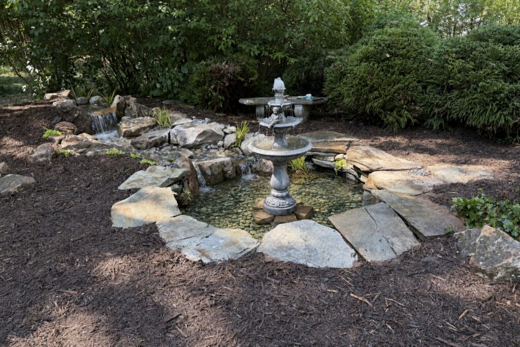 Biofalls install on existing pond in Mooresville, NC