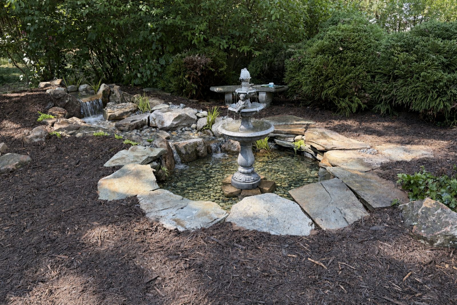 Biofalls install on existing pond in Mooresville, NC
