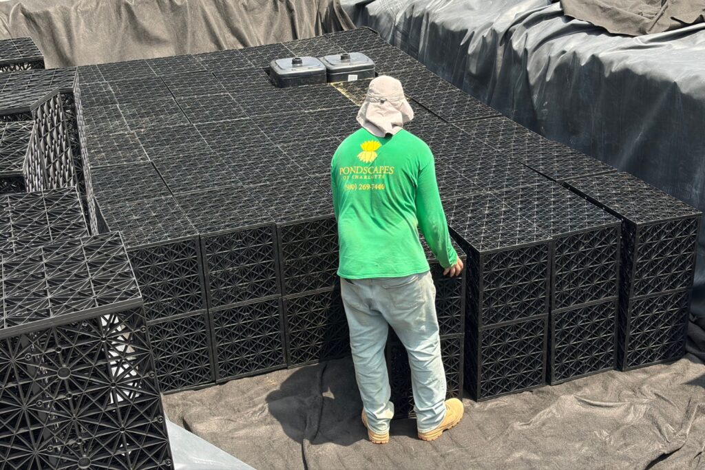 Aquablocks in place for new water feature.