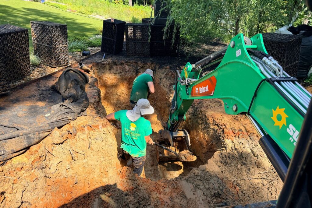 Digging out reservoir in Mint Hill, NC
