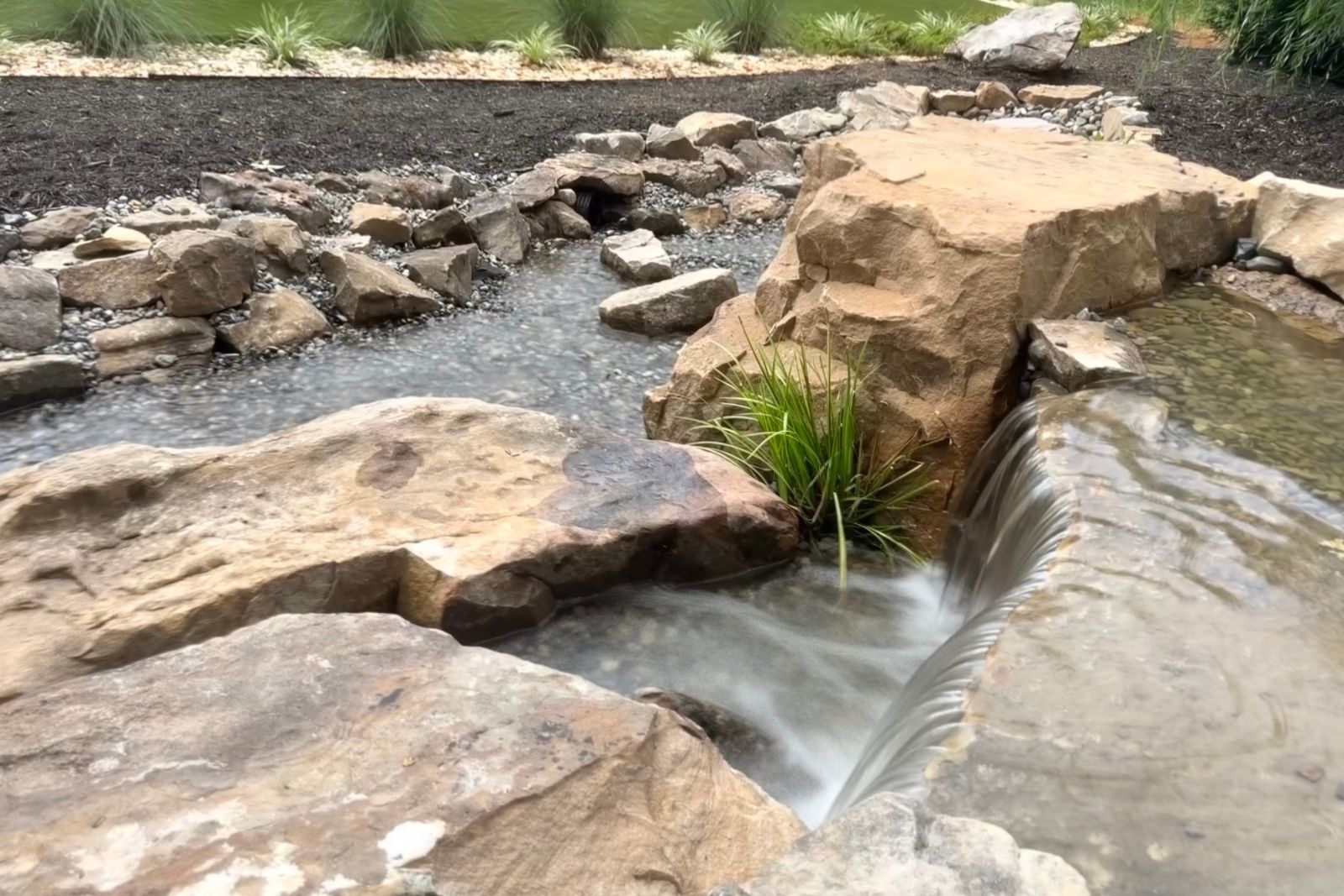 Natural waterfall and water feature